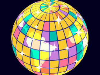 a earth globe that is also a disco ball