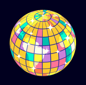 a earth globe that is also a disco ball