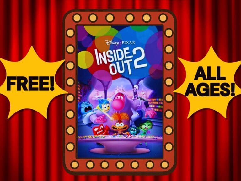 Promotional poster for 'Inside Out 2' screening on Aug 14 at Metal Sports Bar & Grill, family-friendly event.